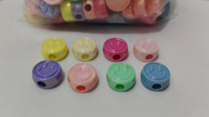 250grams (est.95pcs) Smiley Face Beads 20mm Big Hole Pastel Round Spacer Beads DIY Bracelet Necklace Keychain Jewelry Making Accessories