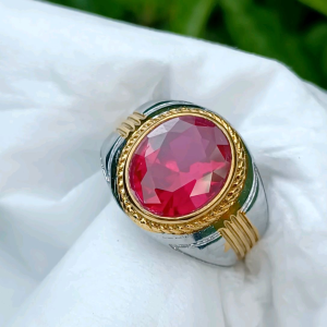 CINCIN BATU MERAH SIAM CUTTING RING TITANIUM SIAP PAKAI