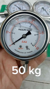 Đồng hồ áp suất dầu 0 - 50kg mặt 63mm Ren 13mm