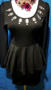 DRESS PEPLUM HITAM(GROWING RICH) 430