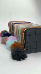 Embroidery Cute Wallets with Keychain Pompoms - Unique Designs Compact & Lightweight Perfect Gift for Women Stylish Pompom Accessories