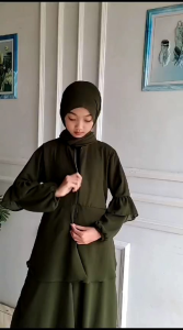 terbaru gamis dress anak dan tanggung 3 layer bahan ceruti Bebidol dress busui sleting depan buat lebaran