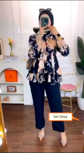 K-FASHION Setelaan wanita dewasa Kekinian Rample Grea Murah Setcel Best seller Pakaian Dinara Polos
