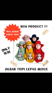 Jilbab Topi Anak Mixue Jiltop Lepas Hijab Topi Lepas Kerudung Instan Anak 4 5 6 7 Tahun