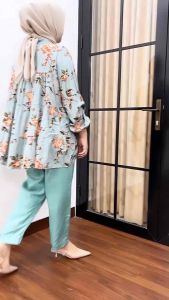 Flora oneset setelan tunik wanita oneset jumbo setelan jumbo oneset rayon terbaru setelan rayon