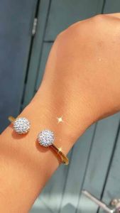 Gelang titanium gold pentol bulat mata full diamond CXB328