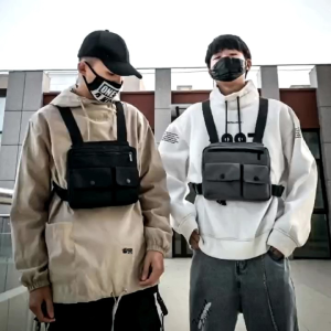 TIK Good Quality Tactical Bag Adjustable Waist Bag Punk Bag Men’s Vest Chest Wear Hip Hop Bag Cross Shoulder Bag Outdoor Men’s Tooling Backpack Function Package