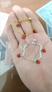 Gelang Tangan Anak Stroberi Juntai Nori fancy ukir (Perak 925)