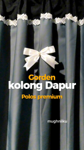 Tirai Gorden Kolong Dapur Polos Katun Premium Tebal Renda Bunga