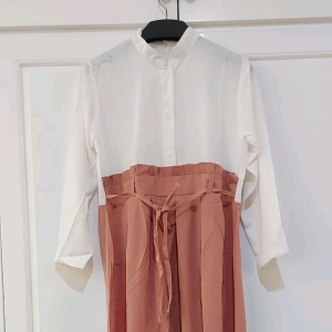 Gamis Polos Lipit 2 Warna Pinggang Ikat Alicia Twiscone Busui