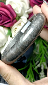(Certificate) High Grade Silver Obsidian Crystal Stone bangle 59mm+- (带证书）精品亮光眼天眼猫眼招财银曜石手镯 59mm+-