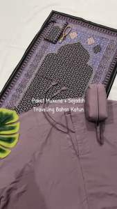 Full Set Mukena Travel Katun 2in1 + Sajadah Motif Kashmeer