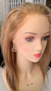 วิกผมแท้100% งานสีบลอนด์ไฮไลท์ สีสวยหรู แคพซีทรูเบามาก ใส่สบายกระชับ Blonde Highlight Virgin Human Hair Lace Wig