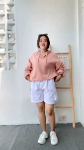 HOODIE WANITA CROP LIDYA OVERSIZE KOREA STYLE
