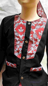 bonus iket Baju pangsi anak laki laki sekolah dasar TK&SD/stelan baju pangsi anak motif batik merah