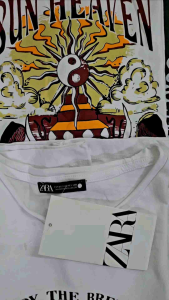 Z ARA Round Neck Women Printed Loose T-Shirt Overruns