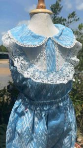 ชุดไทยเด็ก คอบัวแขนกุดสีฟ้า🩵 เสื้อ+โจงกระเบน