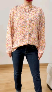 ●ECLAIRE● 02L Kemeja Lengan Panjang Longsleeves Flower Bunga Floral Kerja Kasual Casual Korea Mode Import 2225