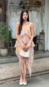 GAIETE Đầm/váy chữ A chất liệu voan vintage - Leyla swing dress - Orange