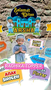 Topper Khitanan Selamat Khitan custom nama foto hiasan kue