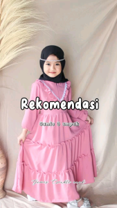 SARAHSTORE.ID gamis anak perempuan crinkle airflow usia 4-12 tahun variasi kerut bawah dan renda