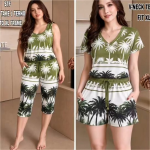 4 in 1 Terno Set v-neck tokong short and Sando with 1 side pocket and can fit to xl frame - spandex Fabric