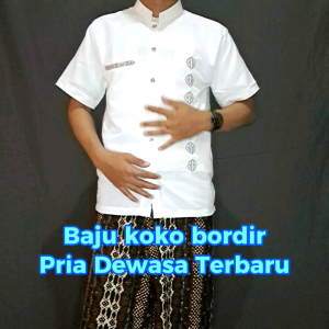 Baju Koko Lengan Pendek Koko Bordir Pria Dewasa Motif Terbaru