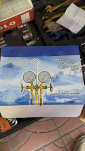 เกจวัดน้ำยาแอร์ พร้อมสาย 36 นิ้ว เกจวัดน้ำยาแอร์ R22 R12 R134a R404  เกจวัดน้ำยาแอร์ สำหรับ R22 R12 R134a R404 พร้อมสาย 3 เส้น (น้ำเงิน แดง เหลือง) 36 นิ้ว