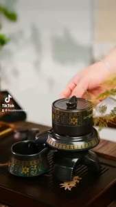 Bộ Ấm chén cối xay gió  bộ ấm chén cối xay men ngọc cao cấp Huydecor