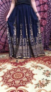 กระโปรงอินเดียพิมพ์ทอง งานอินเดีย พร้อมส่ง สินค้าอยู่ในไทย