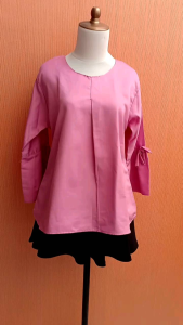 atasan wanita pink L cewek kerja kuliah santai blouse