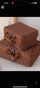 Ready Stock Vintage Rattan basket Woven Storage Case Makeup Holder Suitcase Sundries Organizer Box Gift wedding birthday