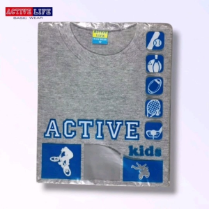 Active Life Kids Plain Heather Gray Color Round Neck Basic Wear T-Shirt for Boys and Girls