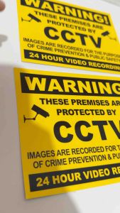 WARNING CCTV YELLOW 2pcs (4x5inchs) STICKER