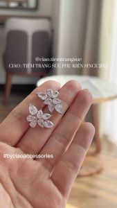 [LUXURY] Khuyên tai bông tai mạ bạc S925 thiết kế đính đá sang trọng Phusi Luxury Ciao