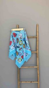 Voal Printing Anak Motif BT21 Biru / Hijab Anak Motif Lucu
