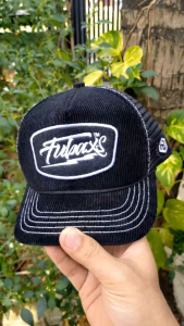 FUBAXS Topi trucker visor pendek MONOCHROME corduroy hitam