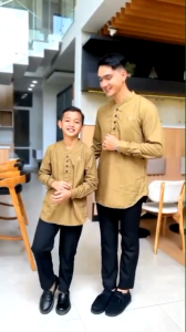 Koko Kurta Pakistan Couple Ayah & Anak Bahan Katun Poplin Motif 3D