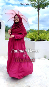 Gamis Murah Terbaru Dewasa Fatimah Dress Falova Rayon Premium Twill Adem Gamis Maroon Sagegreen
