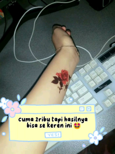 lembar tato temporer bunga mawar merah cantik kode P