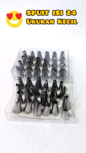 PROMO ISI 24 BIJI - SPUIT LOKAL BUNGKUS MIKA | DEKORASI KUE | SEMPRET SEDANG BAHAN STAINLESS STEEL