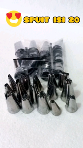 PROMO ISI 14 BIJI - SPUIT LOKAL BUNGKUS MIKA | DEKORASI KUE | SEMPRET SEDANG BAHAN STAINLESS STEEL