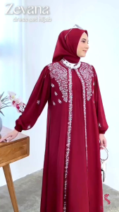 ZEVANA DRESS ELEGAN SET HIJAB BY SHOFIYA // GAMIS KONDANGAN BAHAN CERUTY BABYDOLL BORDIR LD 108 CM