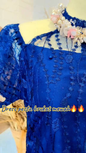 Wedding dress elegant Dress Sabrina Korean style Christin dress tile bordir premium Gaun kondangan jumbo