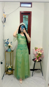 DRESS ZAMORA UKURAN M-L-XL DRESS NATAL PREMIUM GAUN PESTA KONDANGAN CANTIK DRESS TILE BORDIR MEWAH