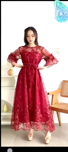 Gaun Pesta & Natal Mewah: Dress Brokat Wanita Elegan