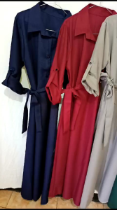 kayla dress/dress fashion korean style/dress material itycrepe super lembut/dress busui sabuk terpisah/dress tangan bisa diseting 8/7 cm/Gamis Lebaran Viraldrss murah