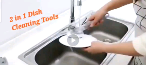 2 In 1 Kitchen Cleaning Brush with Removable Brush Sponge Dispenser Dishwashing Brush Kitchen Tools