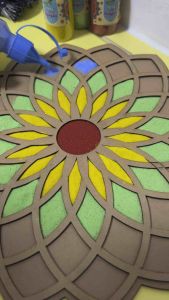 11” size : Reusable Portable Rangoli template Mat / MDF Rangoli board / lipan art