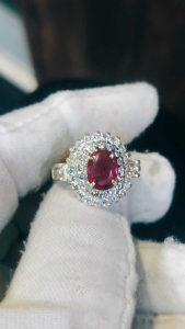 Natural Untreated Mozambique Rubylite tourmaline 2 carat silver handmade ring